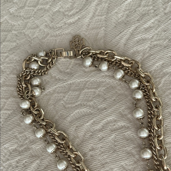 Ann Taylor long multi strand gold/pearl necklace - Picture 2 of 3